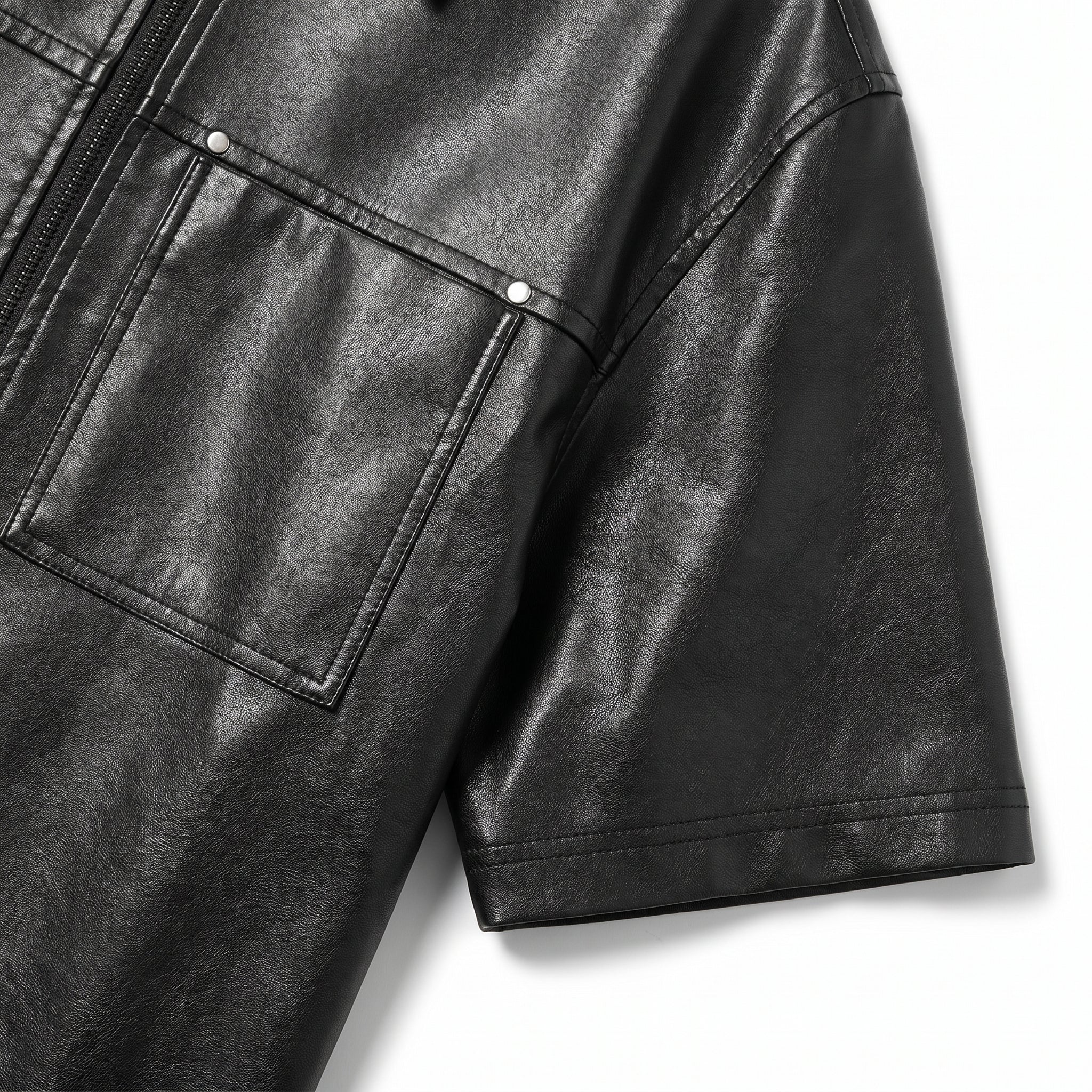 UNSEEN-Studios Faux Leather Zip Shirt Shadow
