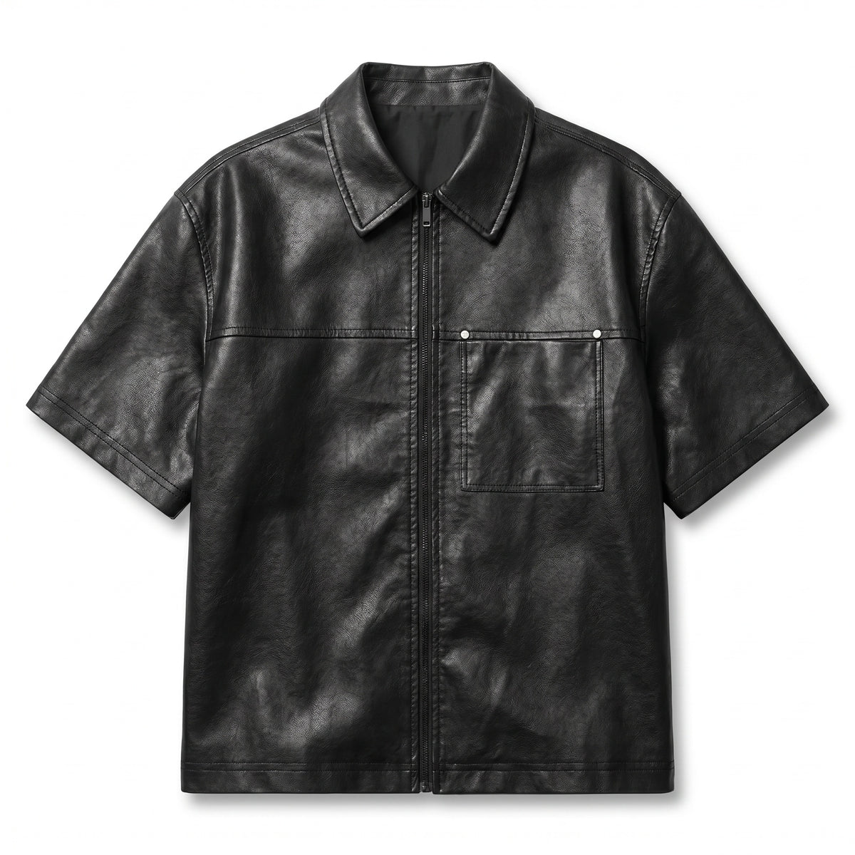 UNSEEN-Studios Faux Leather Zip Shirt Shadow