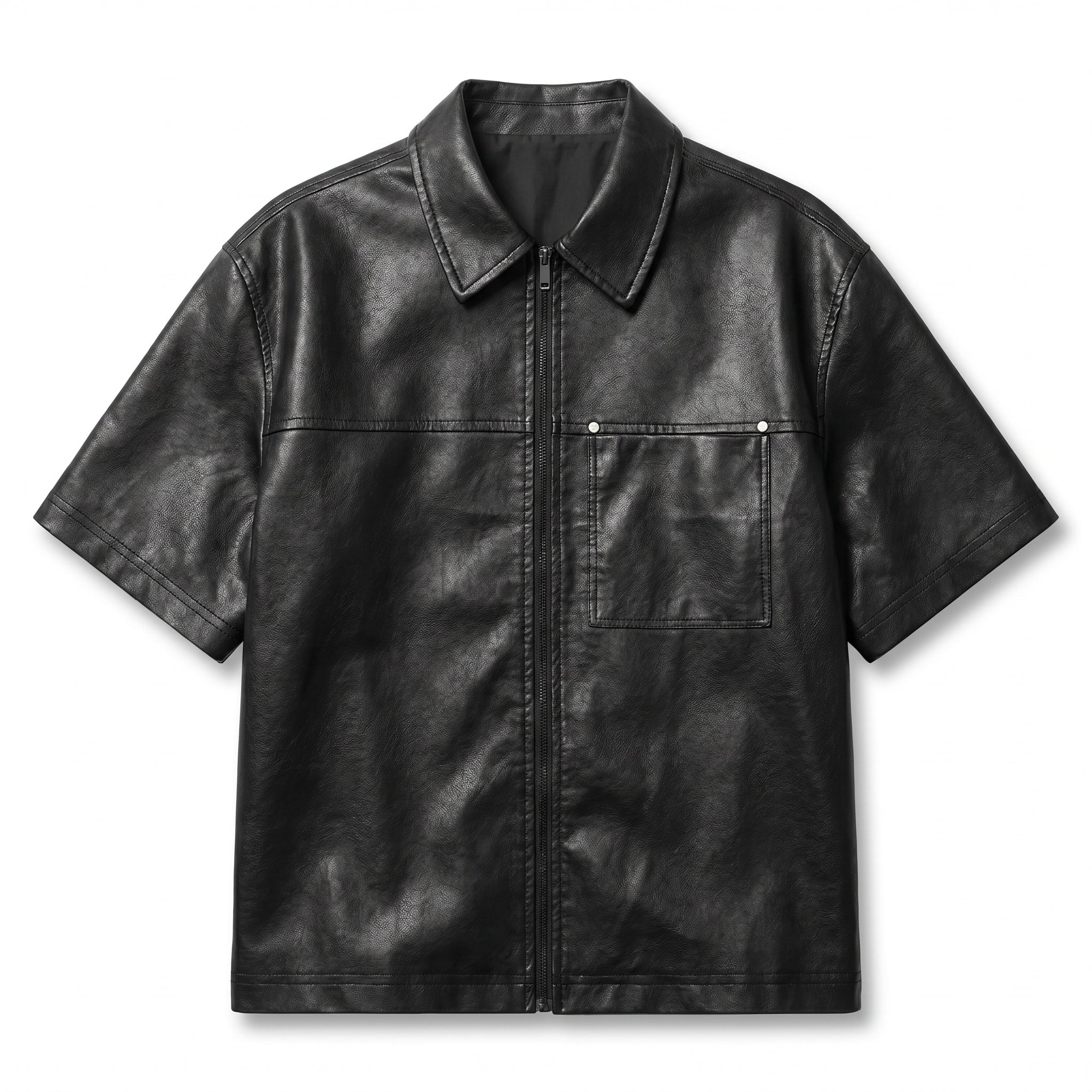 UNSEEN-Studios Faux Leather Zip Shirt Shadow