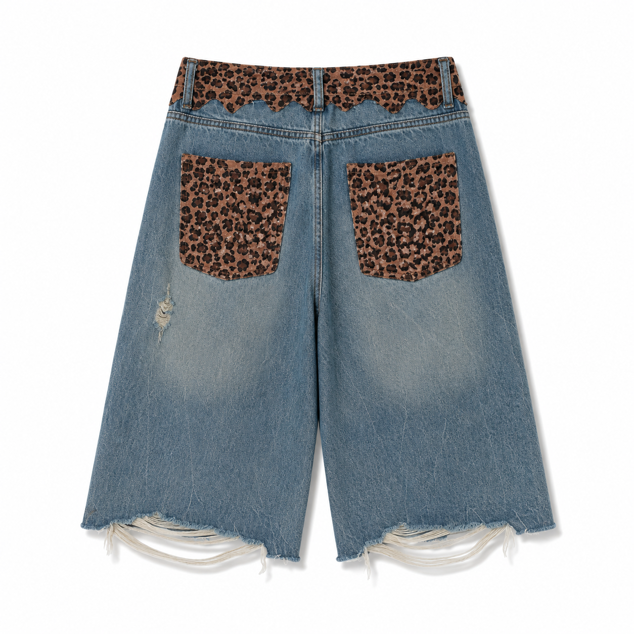 UNSEEN-Studios Leopard Waist Denim Shorts