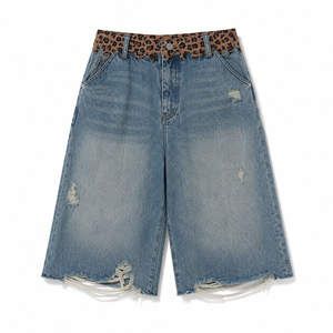 UNSEEN-Studios Leopard Waist Denim Shorts