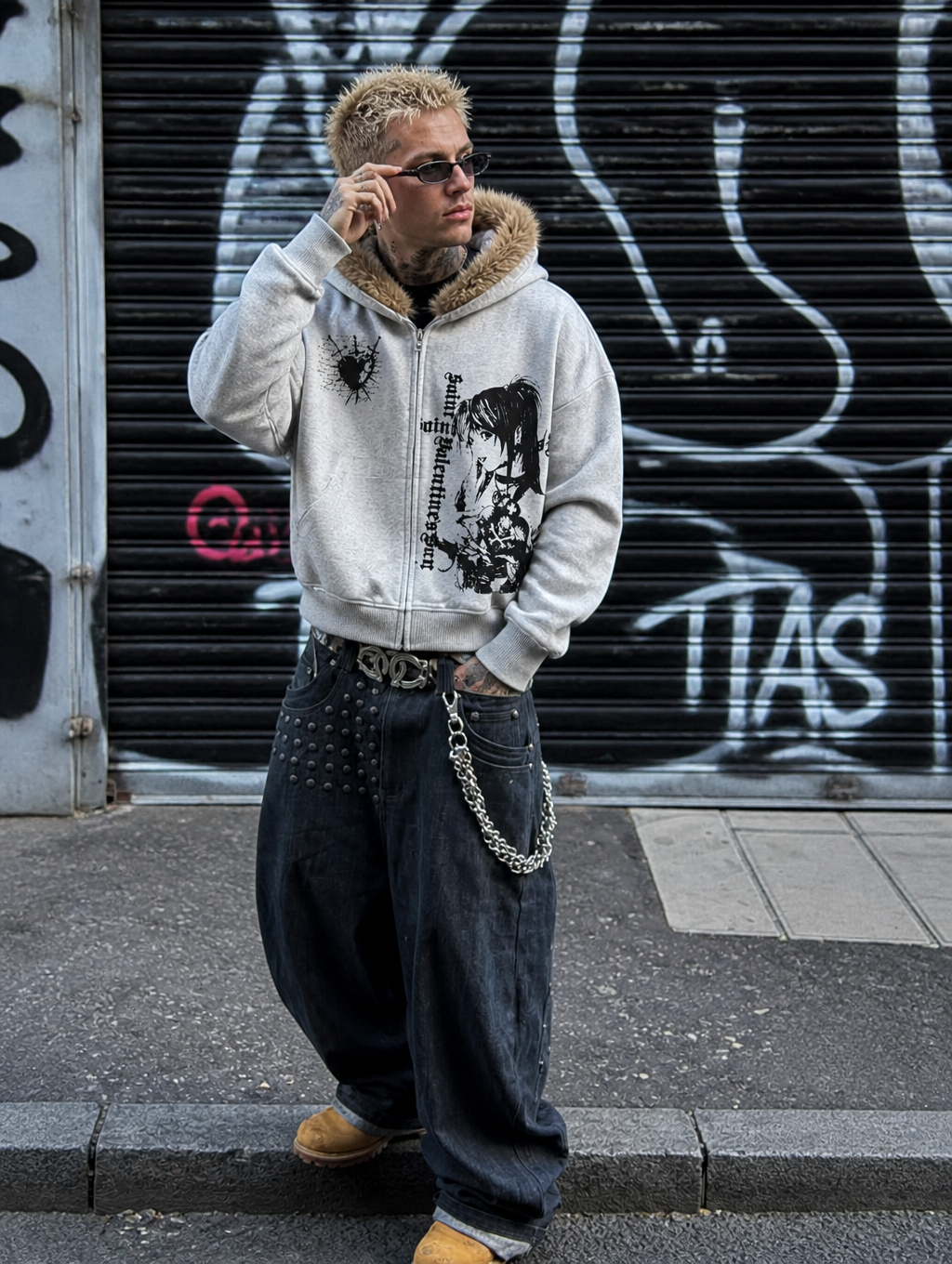 UNSEEN-Studios Fallen Angel Fur Zip Hoodie