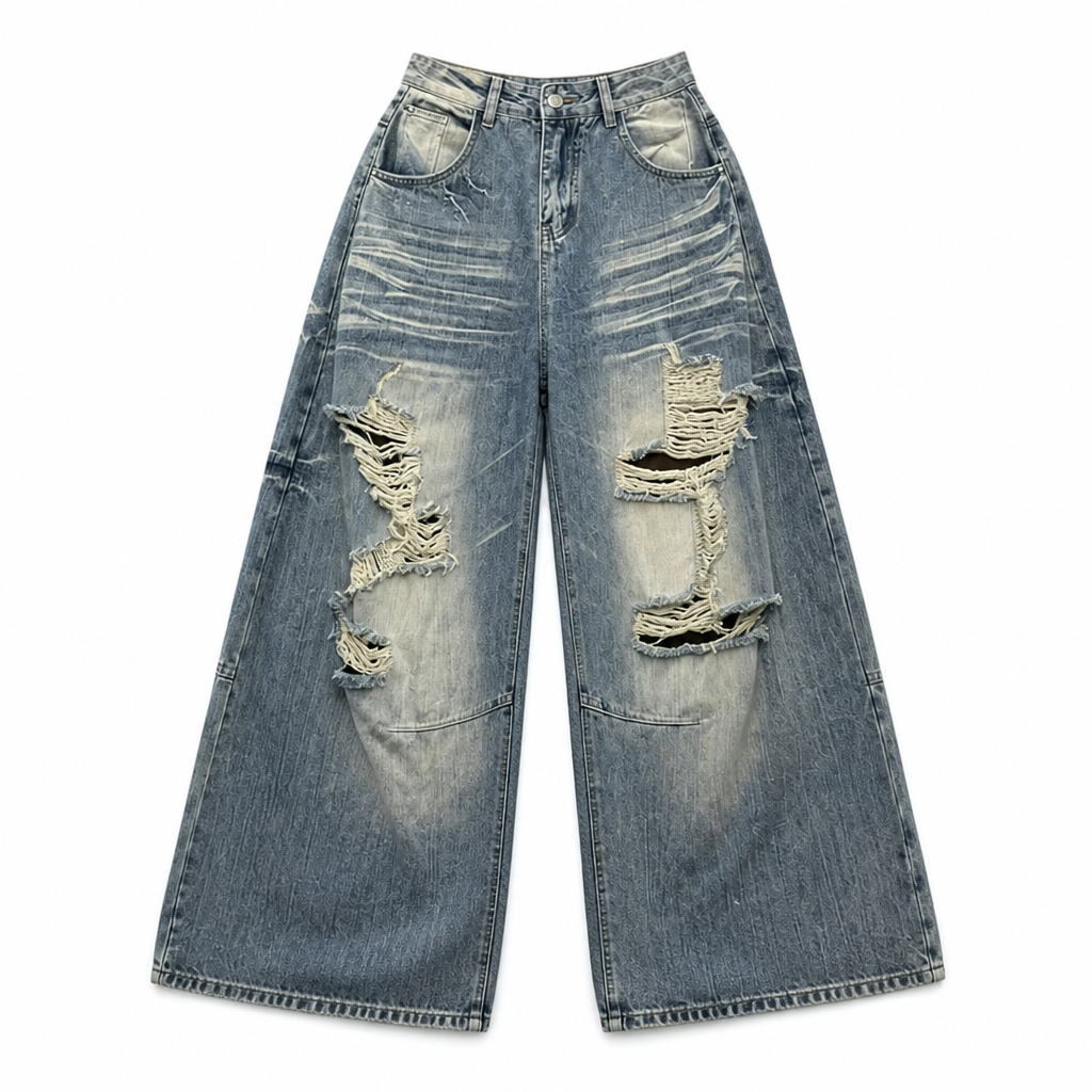 UNSEEN-Studios Destroyed Wide Leg Jeans Damen
