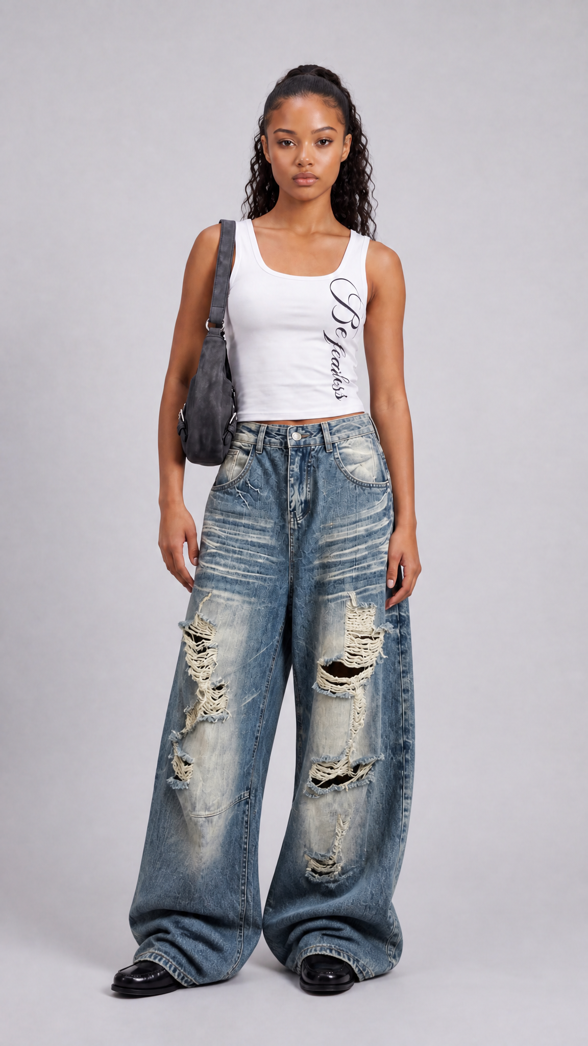 UNSEEN-Studios Destroyed Wide Leg Jeans Damen
