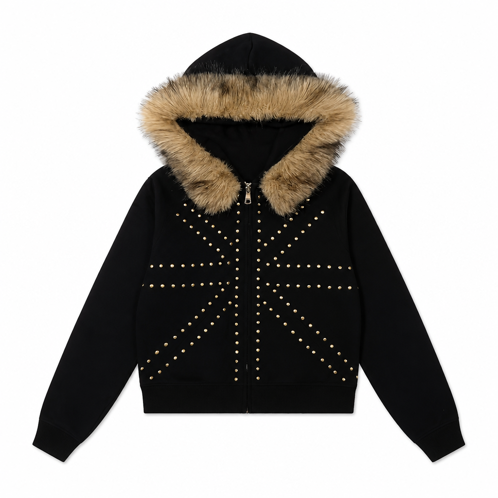 UNSEEN-Studios Union Stud Fur Zip Hoodie