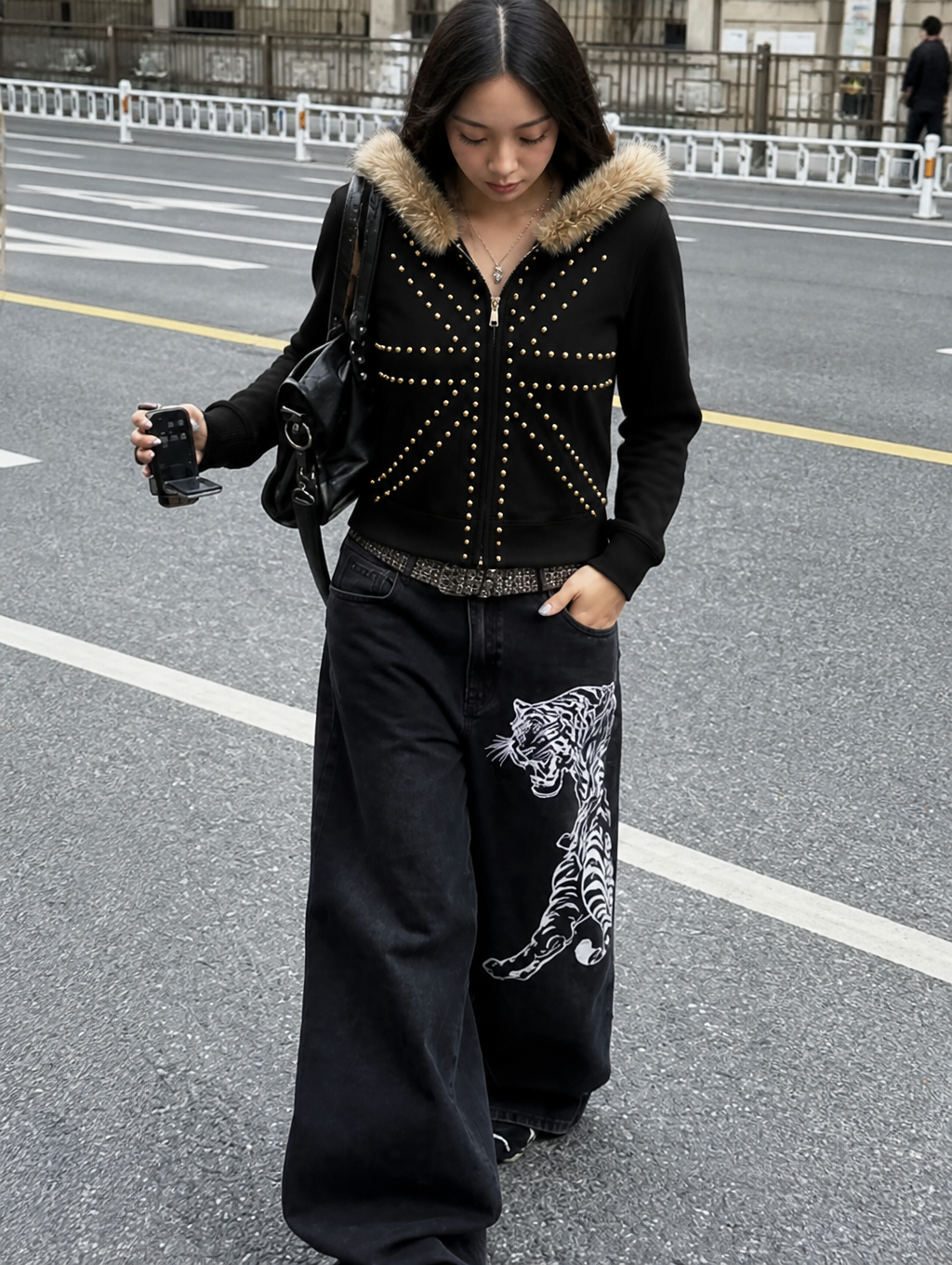 UNSEEN-Studios Union Stud Fur Zip Hoodie