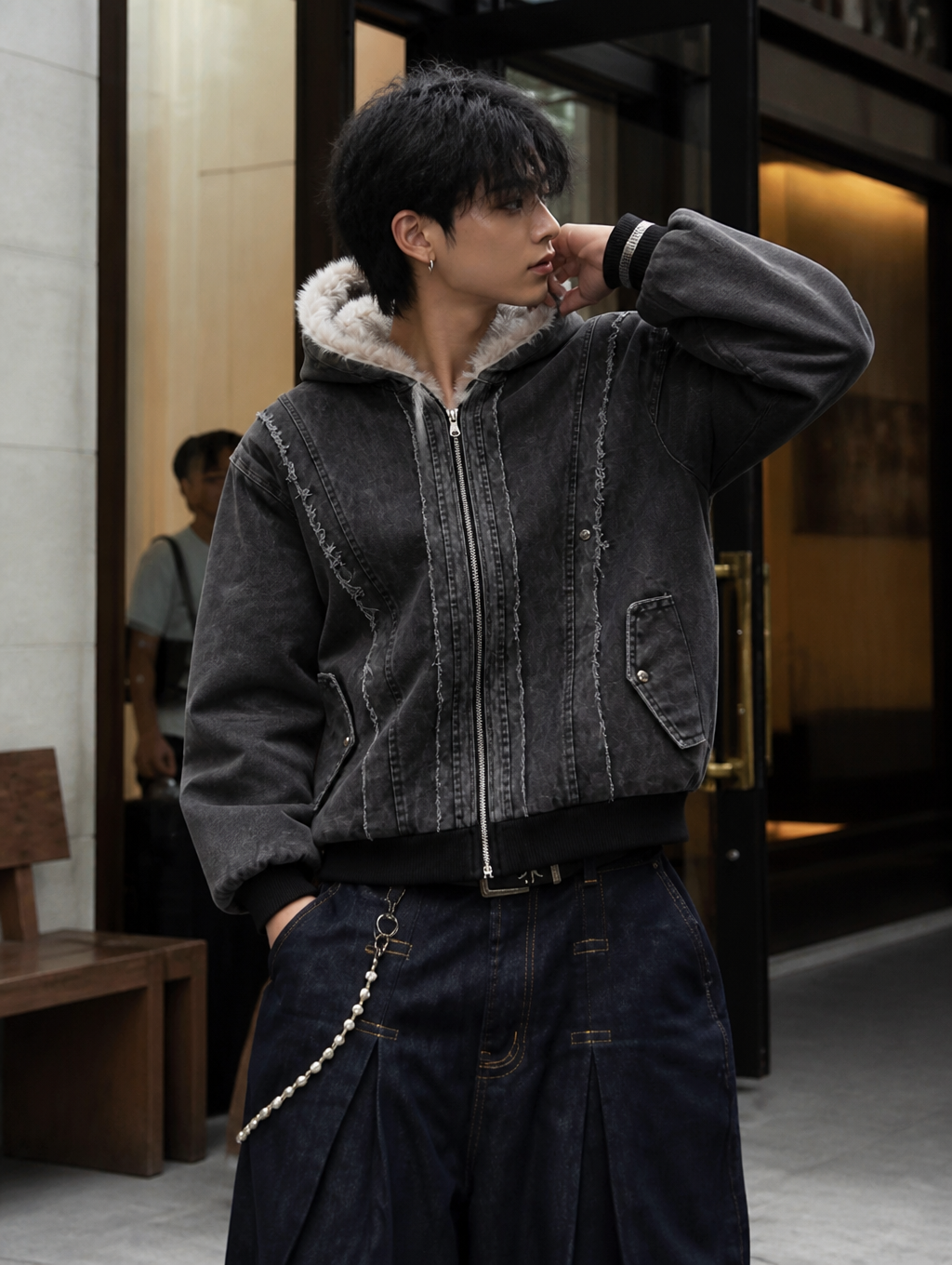UNSEEN-Studios Akuma Distressed Zip Jacket