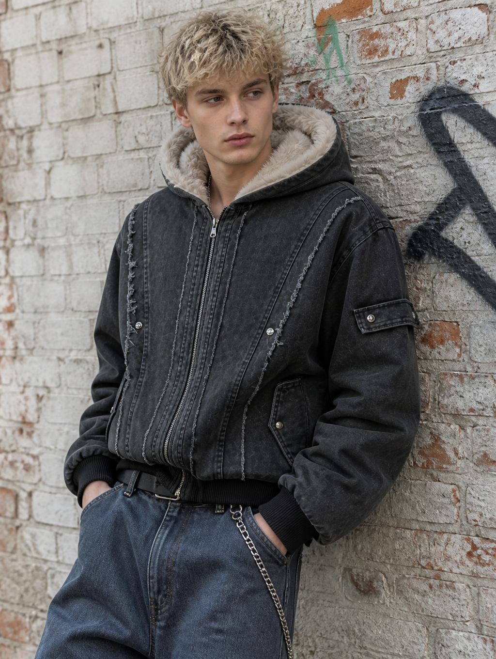 UNSEEN-Studios Akuma Distressed Zip Jacket