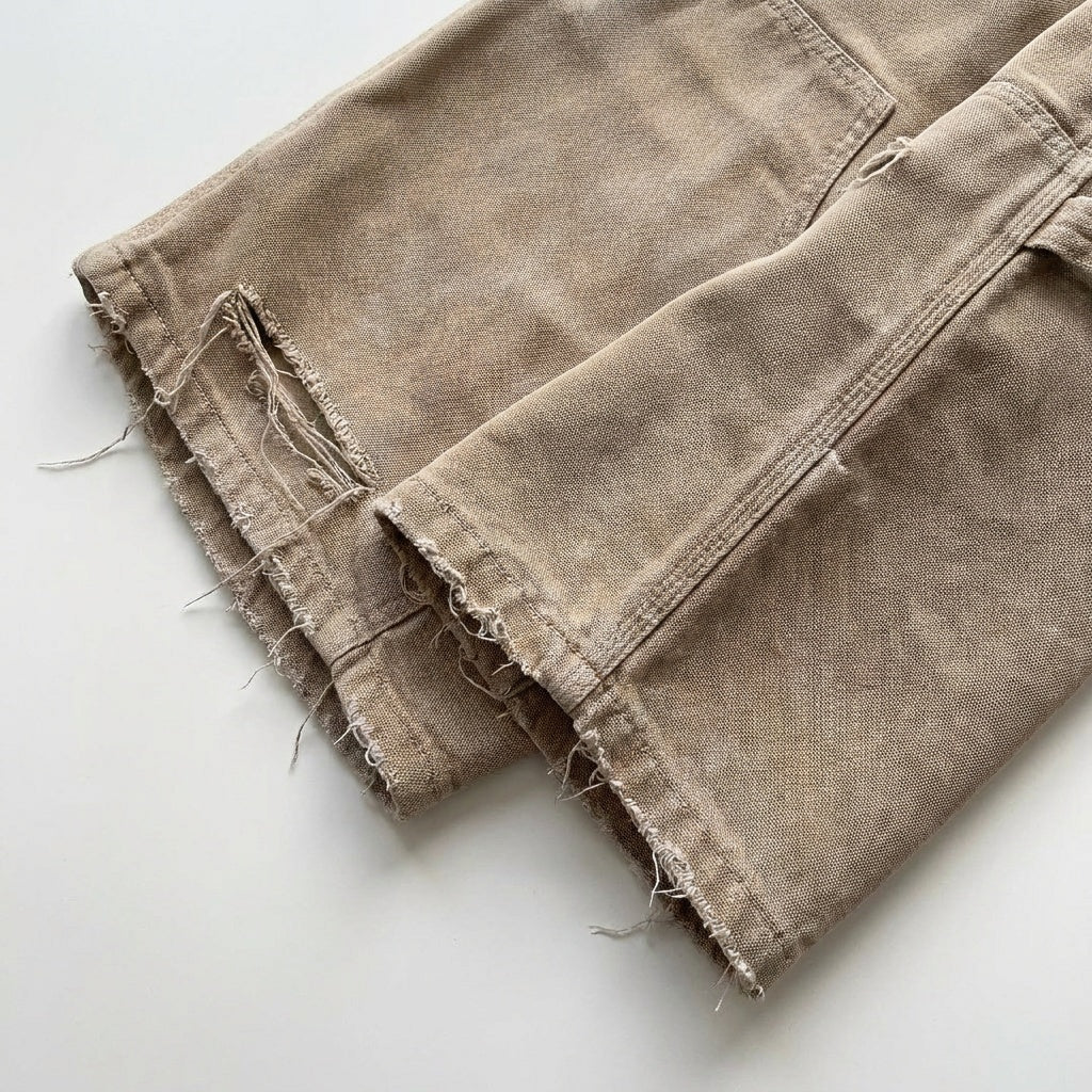 UNSEEN-Studios Distressed Work Shorts Beige