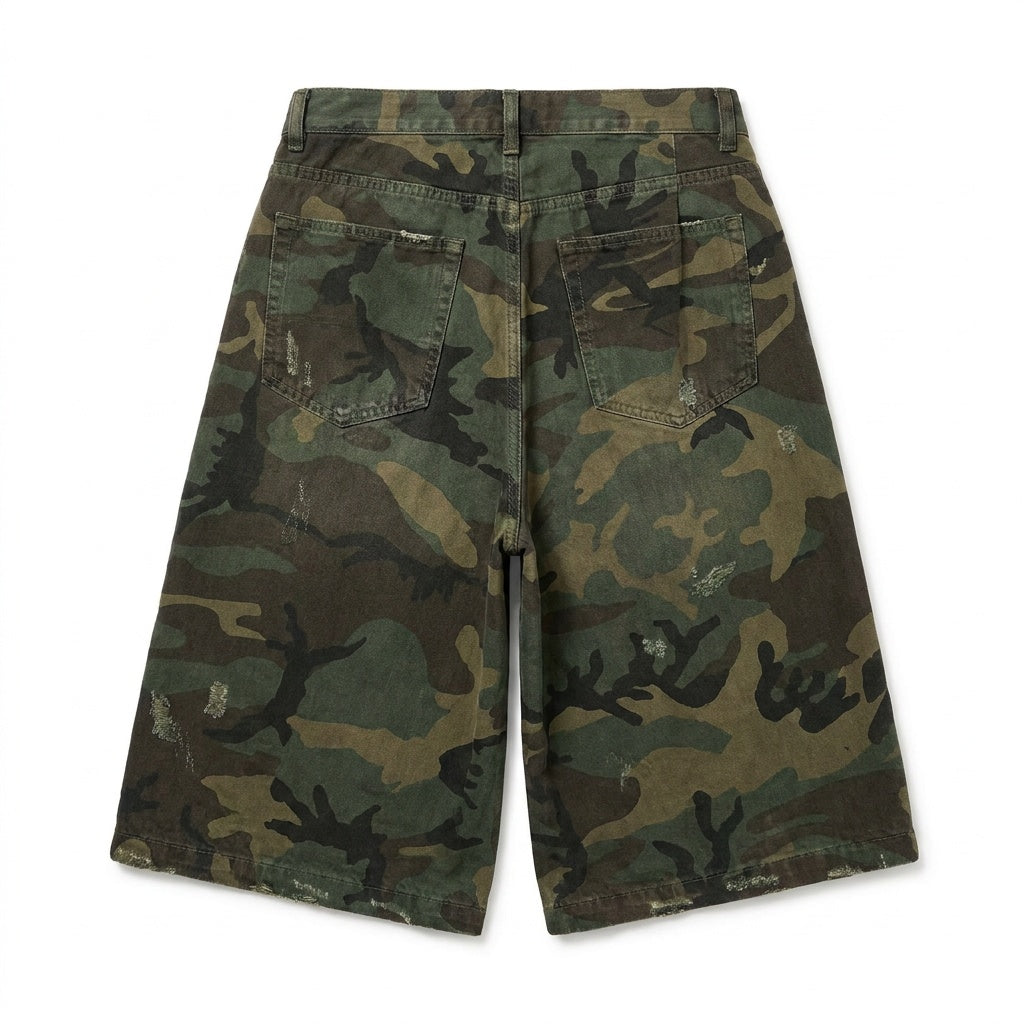 UNSEEN-Studios Distressed Camo Shorts