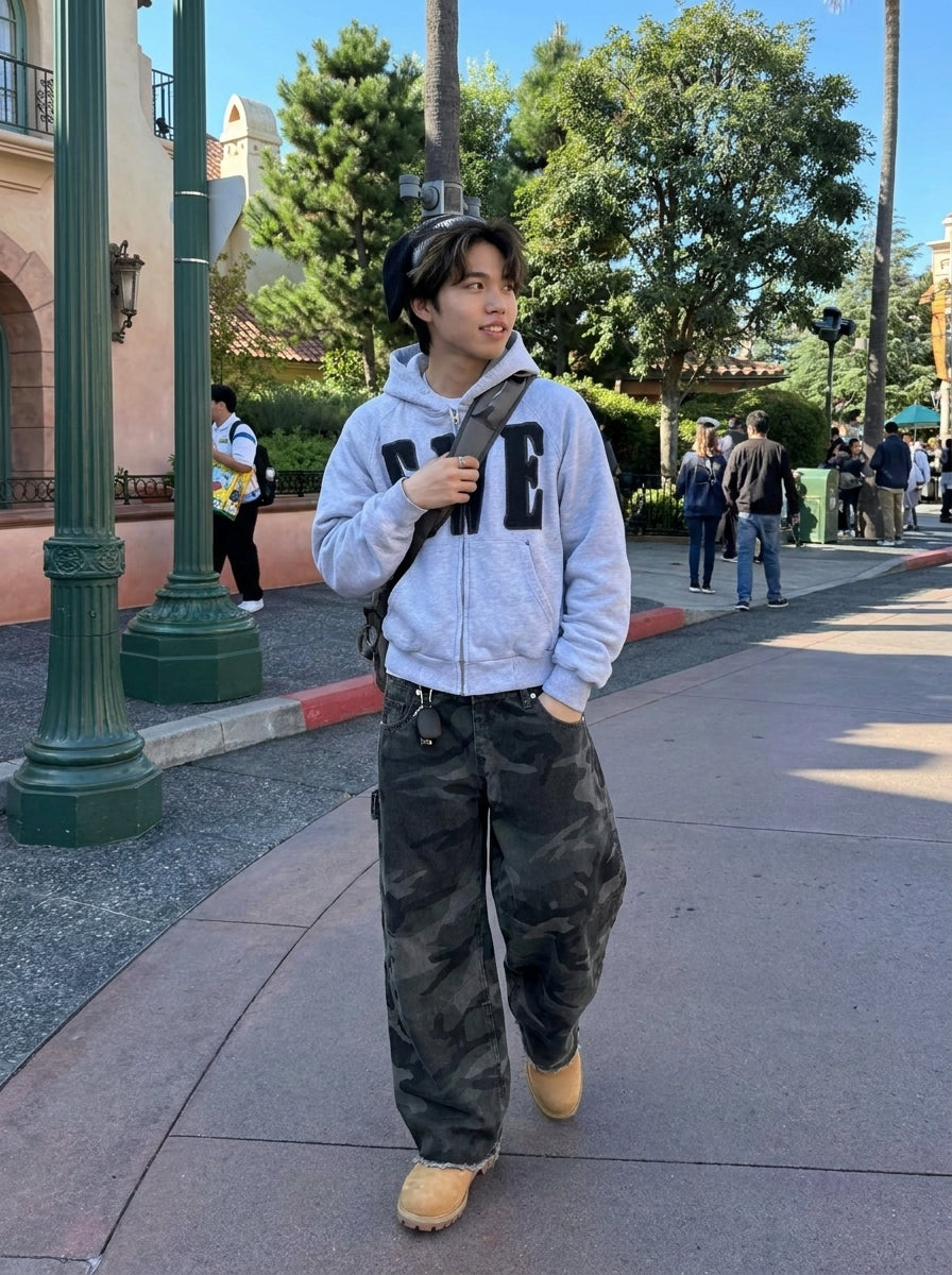 UNSEEN-Studios Layered Patchwork Camo Jeans