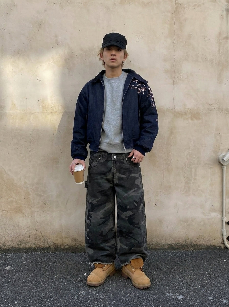 UNSEEN-Studios Layered Patchwork Camo Jeans