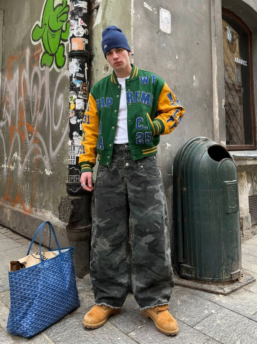 UNSEEN-Studios Layered Patchwork Camo Jeans