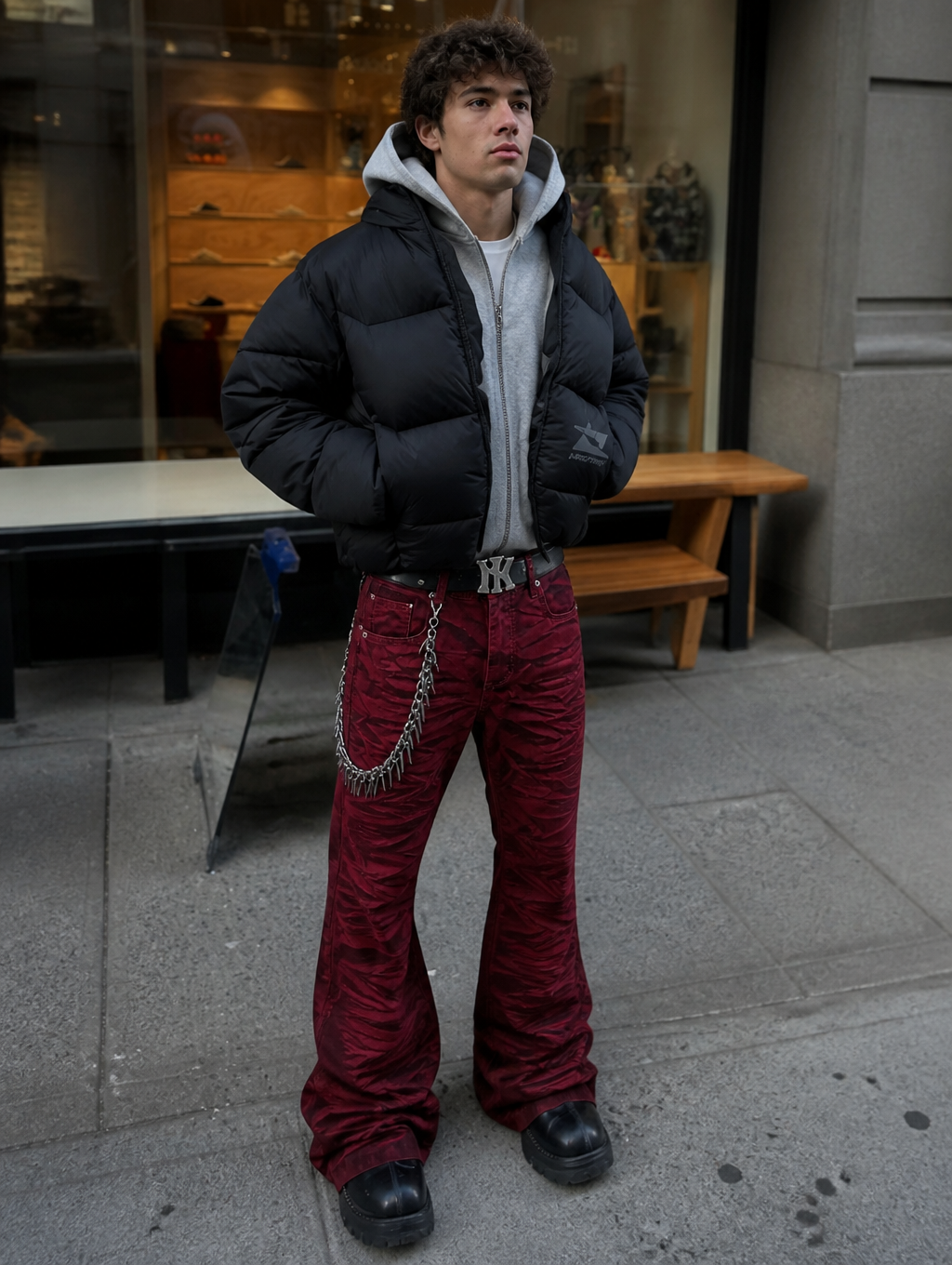 UNSEEN-Studios Red Riot Flared Pants