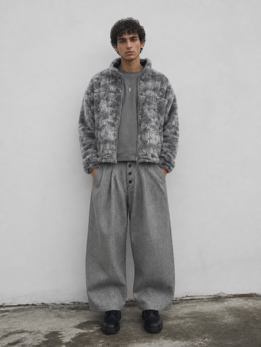 UNSEEN-Studios Grey Pleated Suit Pants