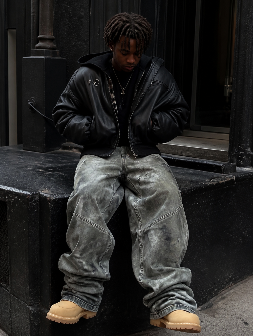 UNSEEN-Studios Mud Washed Baggy Jeans