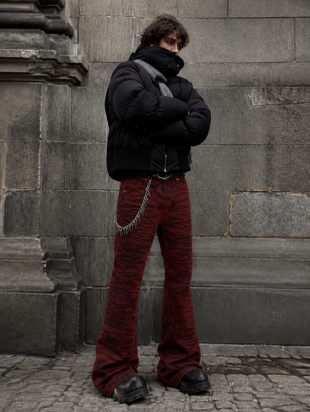 UNSEEN-Studios Red Riot Flared Pants