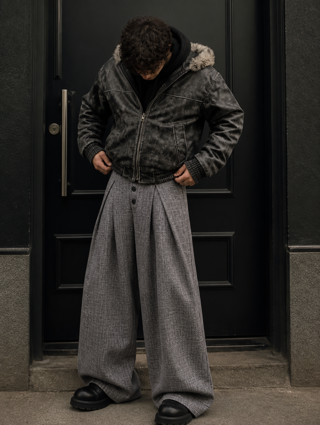 UNSEEN-Studios Grey Pleated Suit Pants