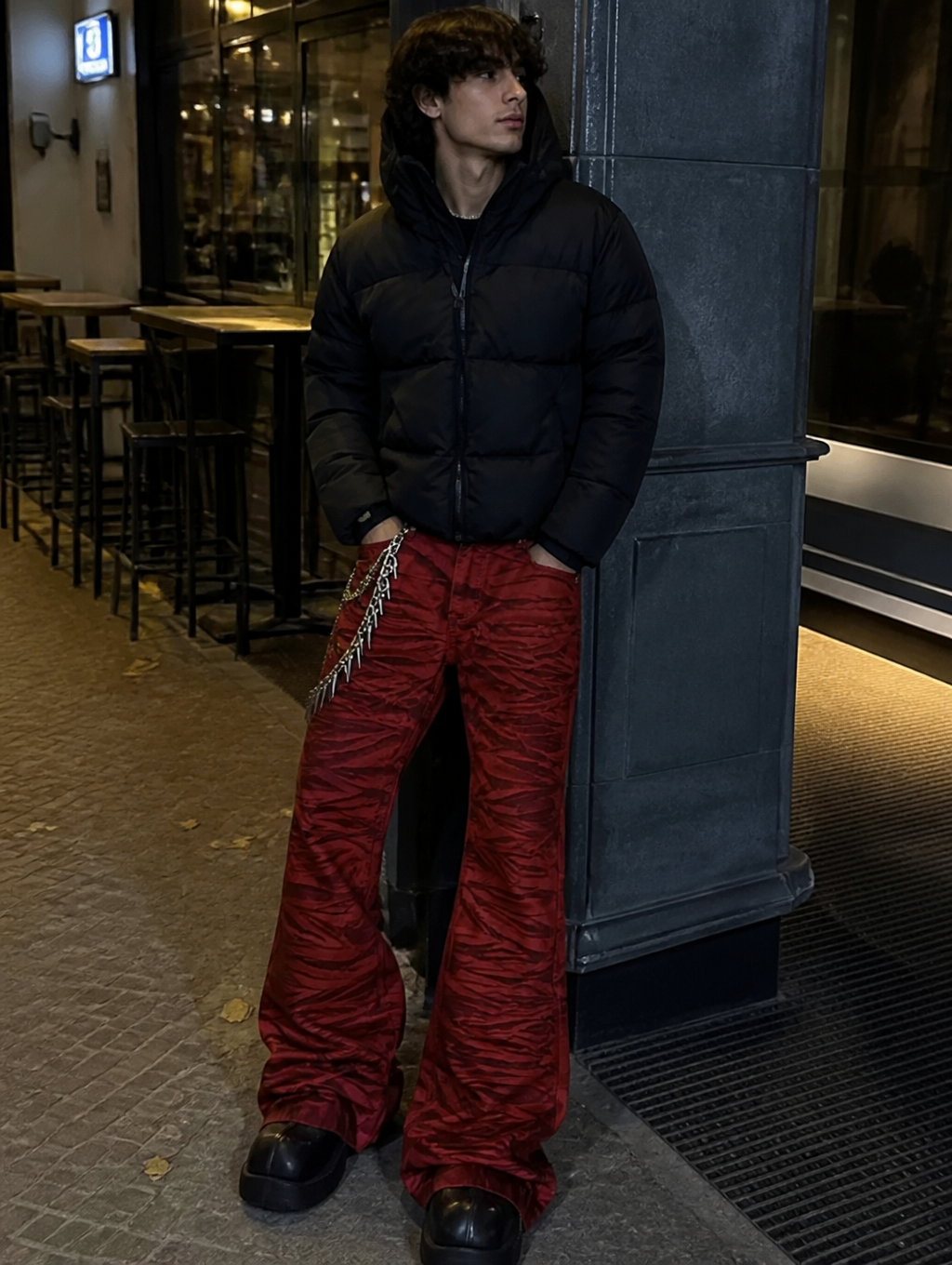 UNSEEN-Studios Red Riot Flared Pants