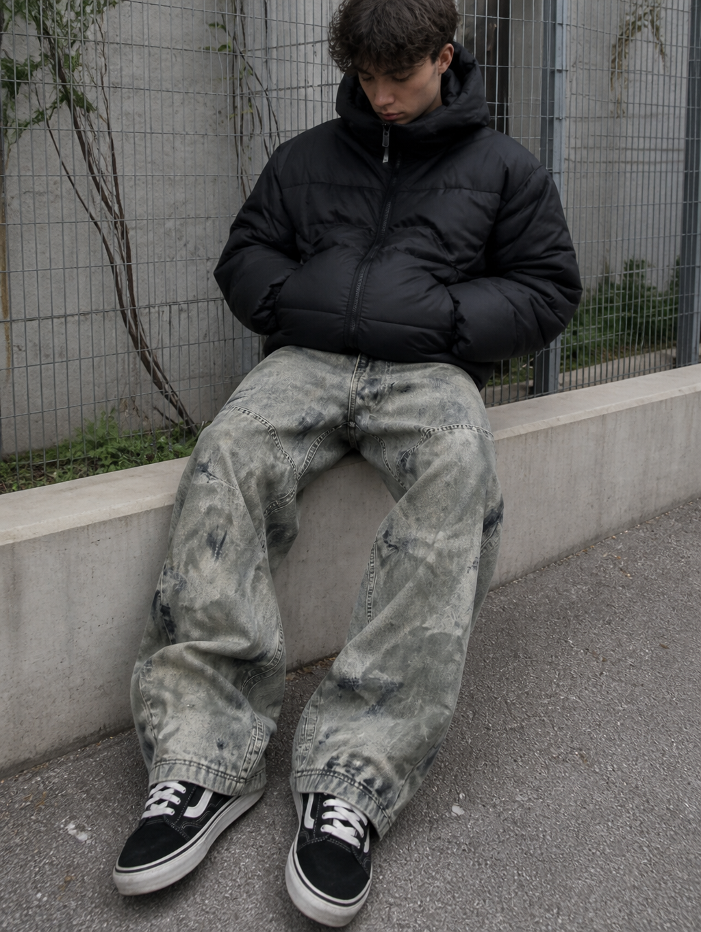 UNSEEN-Studios Mud Washed Baggy Jeans