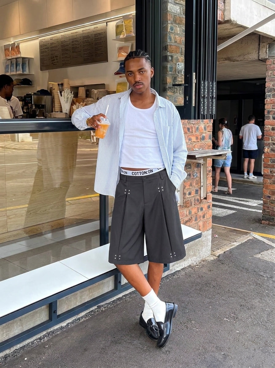 UNSEEN-Studios Rivet Pleated Shorts