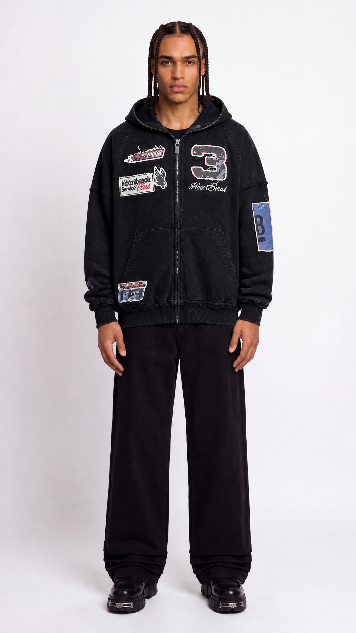 UNSEEN-Studios Nightdrive Layered Zip Hoodie