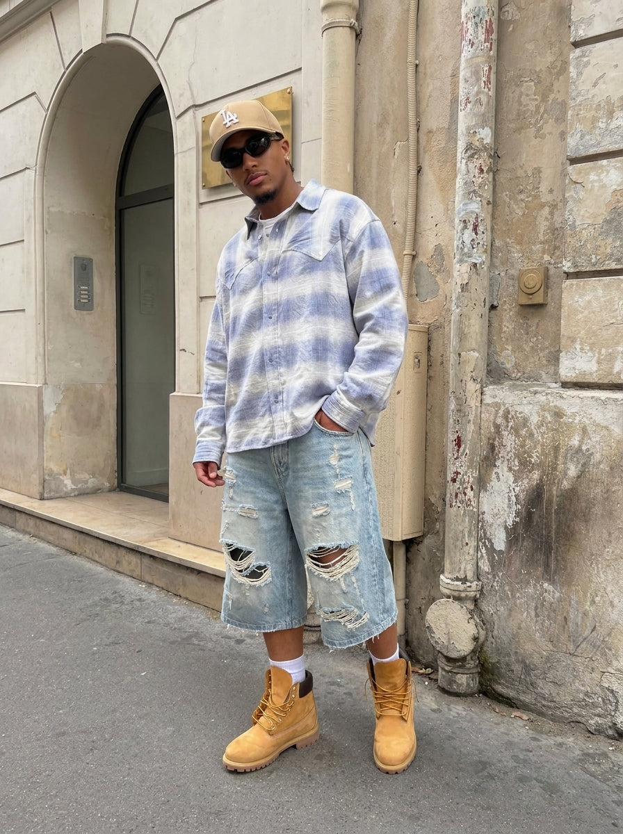 UNSEEN-Studios Weite 3/4 Distressed Chaos Jorts