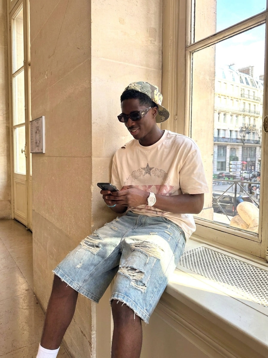 UNSEEN-Studios Weite 3/4 Distressed Chaos Jorts