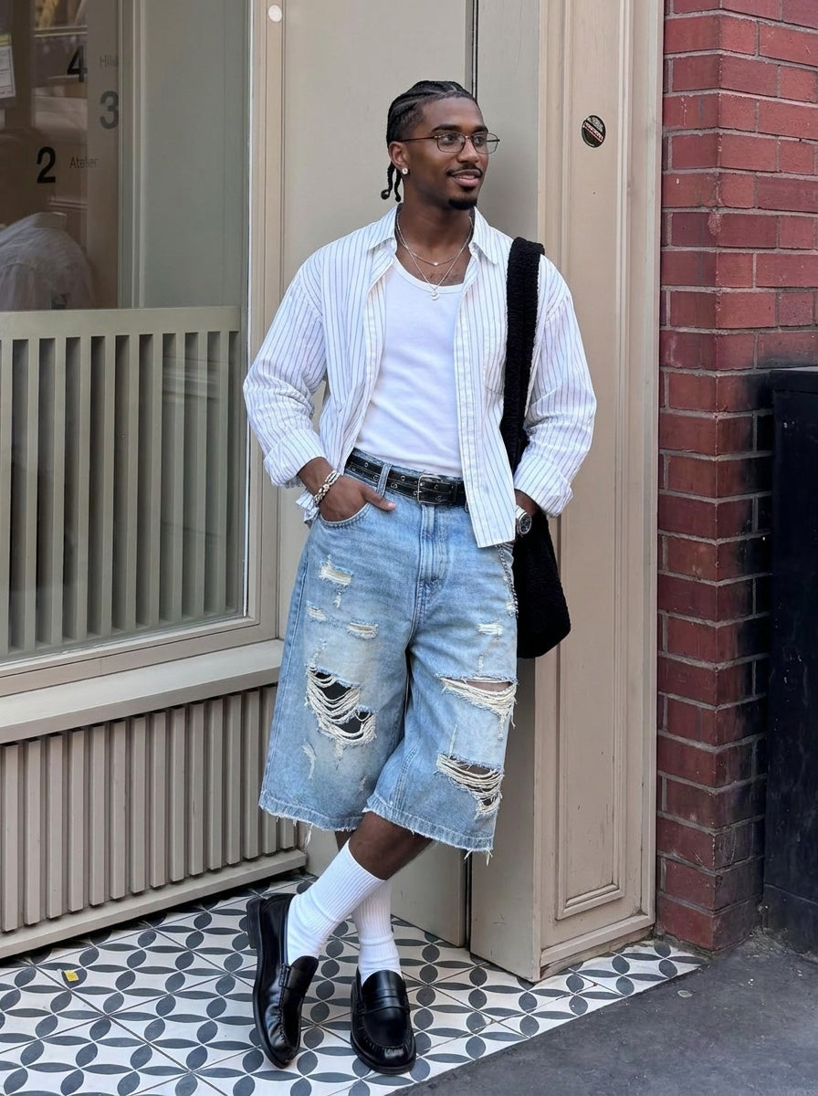 UNSEEN-Studios Weite 3/4 Distressed Chaos Jorts
