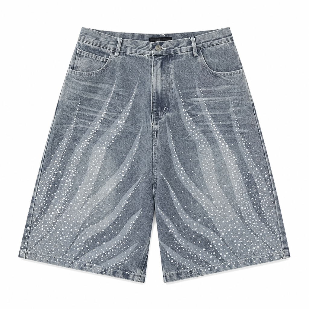 UNSEEN-Studios Nova Rhinestone Denim Shorts