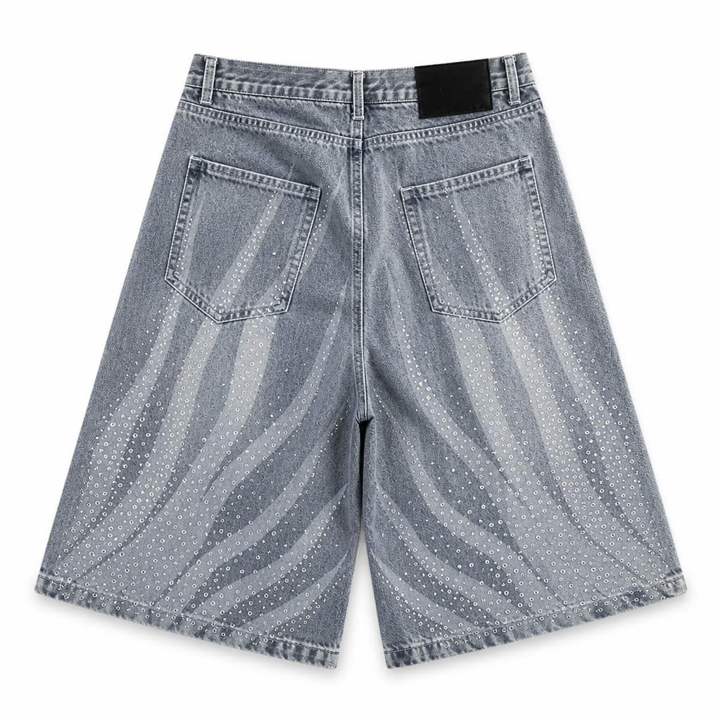 UNSEEN-Studios Nova Rhinestone Denim Shorts