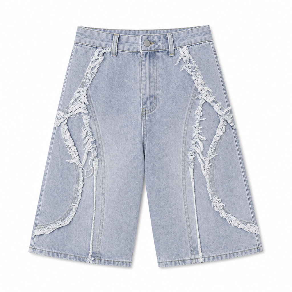 UNSEEN-Studios Frayed Wave Denim Jorts