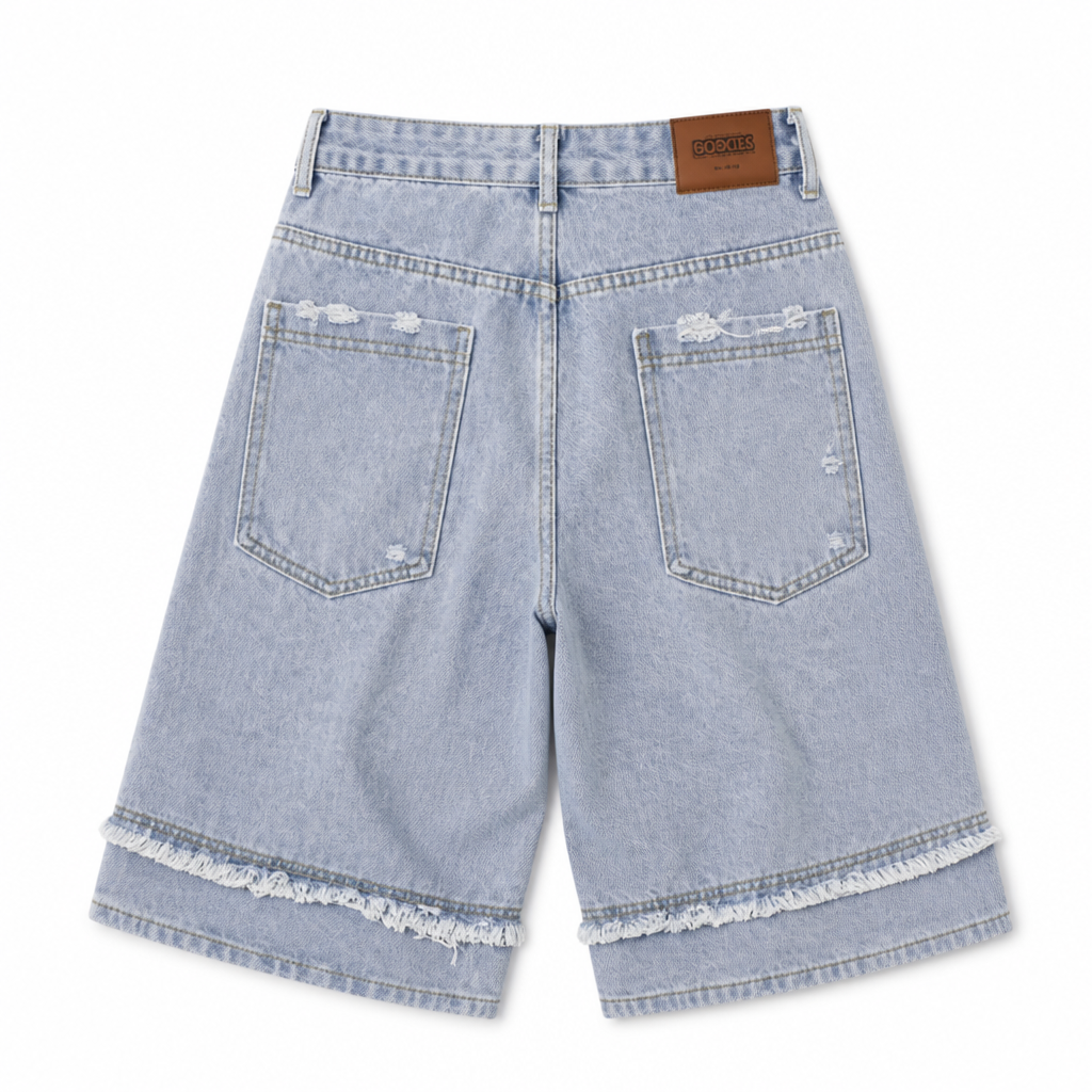 UNSEEN-Studios Frayed Wave Denim Jorts