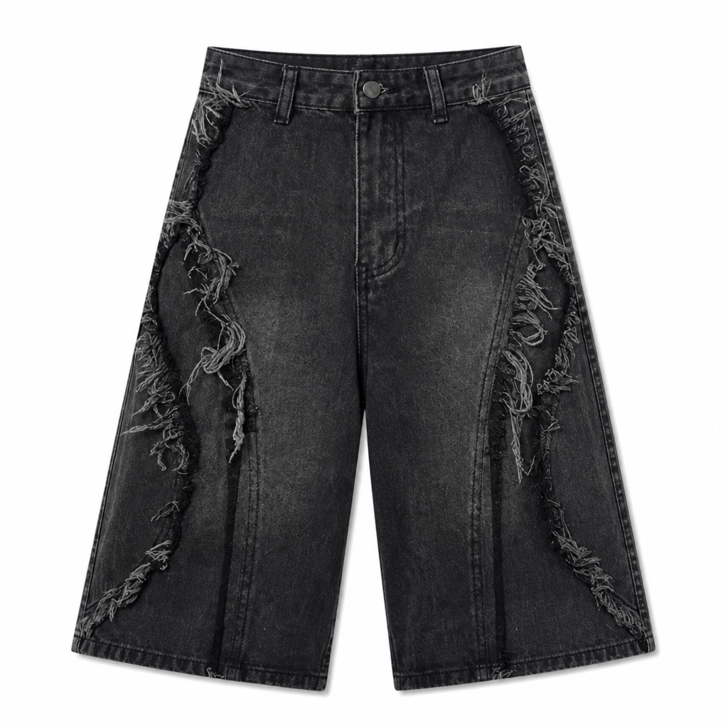 UNSEEN-Studios Frayed Wave Denim Jorts