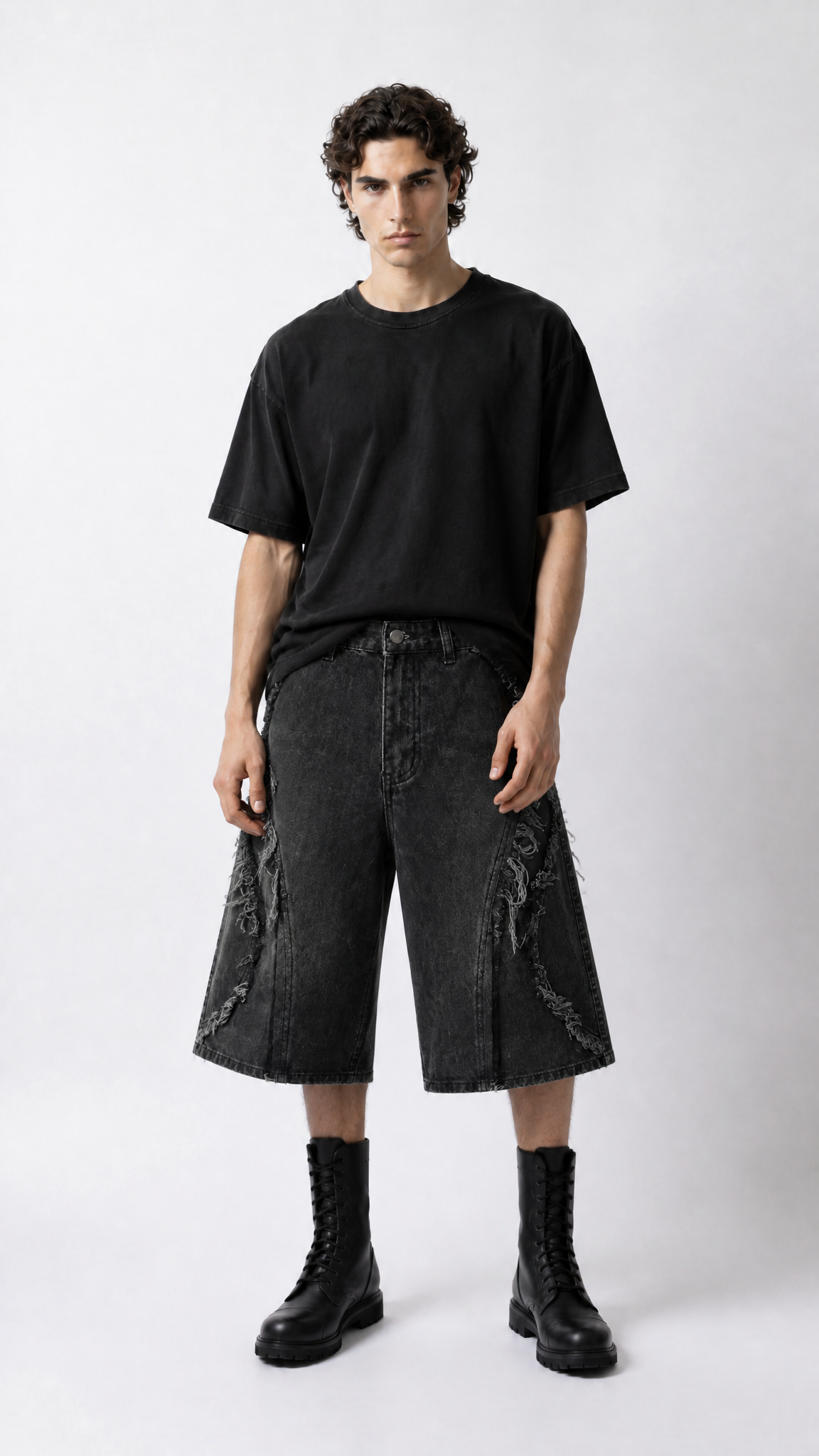 UNSEEN-Studios Frayed Wave Denim Jorts