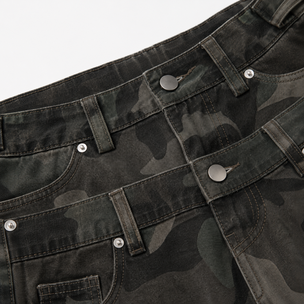 UNSEEN-Studios Layered Patchwork Camo Jeans