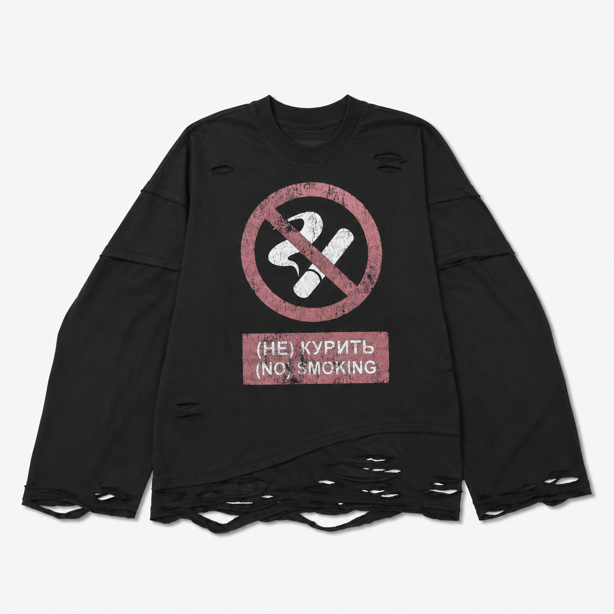 UNSEEN-Studios Distressed Smoke Layered Longsleeve