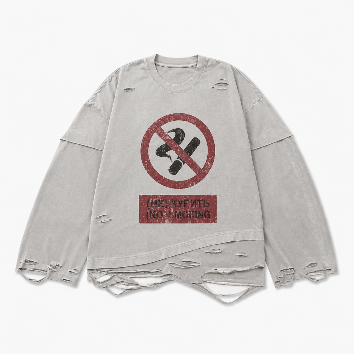 UNSEEN-Studios Distressed Smoke Layered Longsleeve