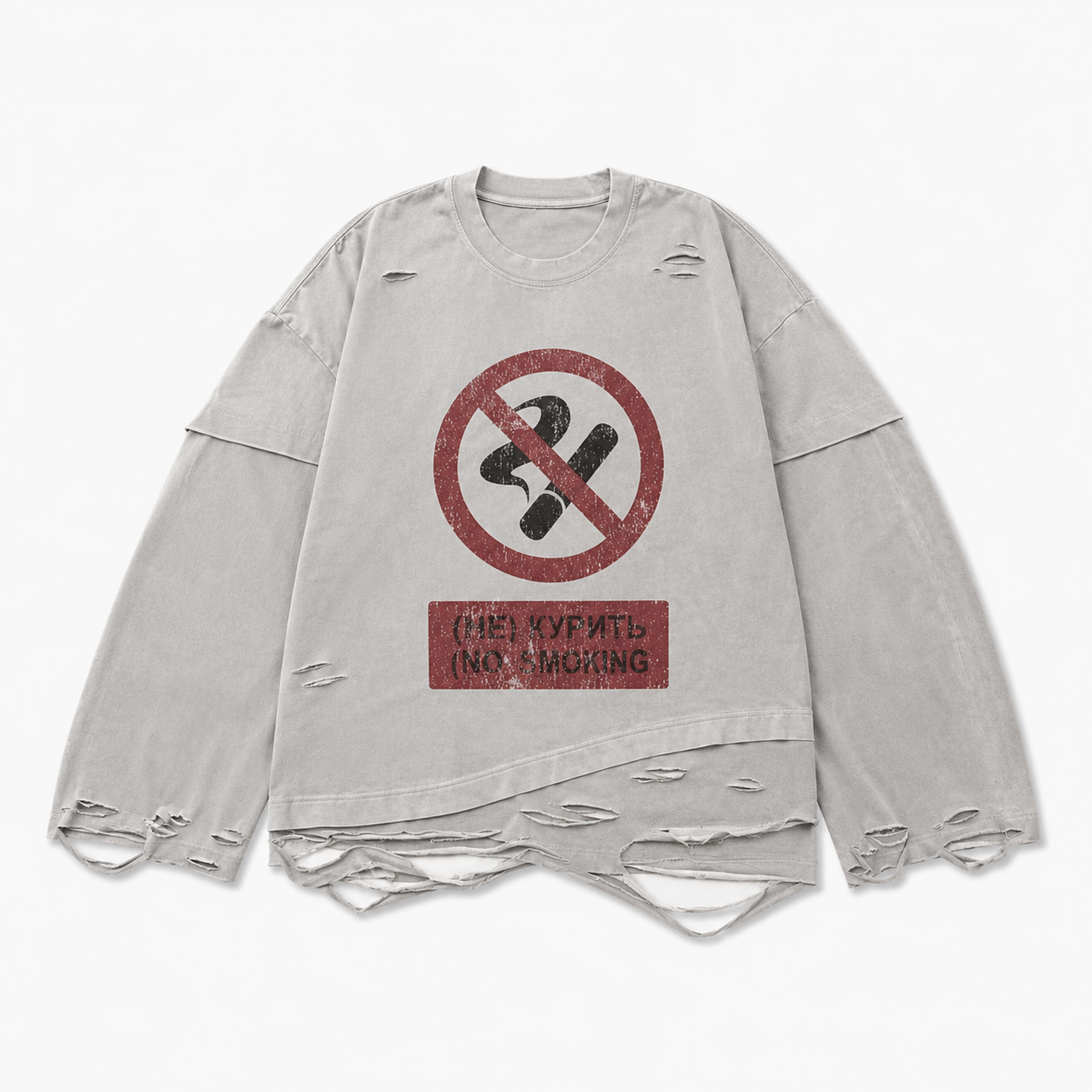 UNSEEN-Studios Distressed Smoke Layered Longsleeve