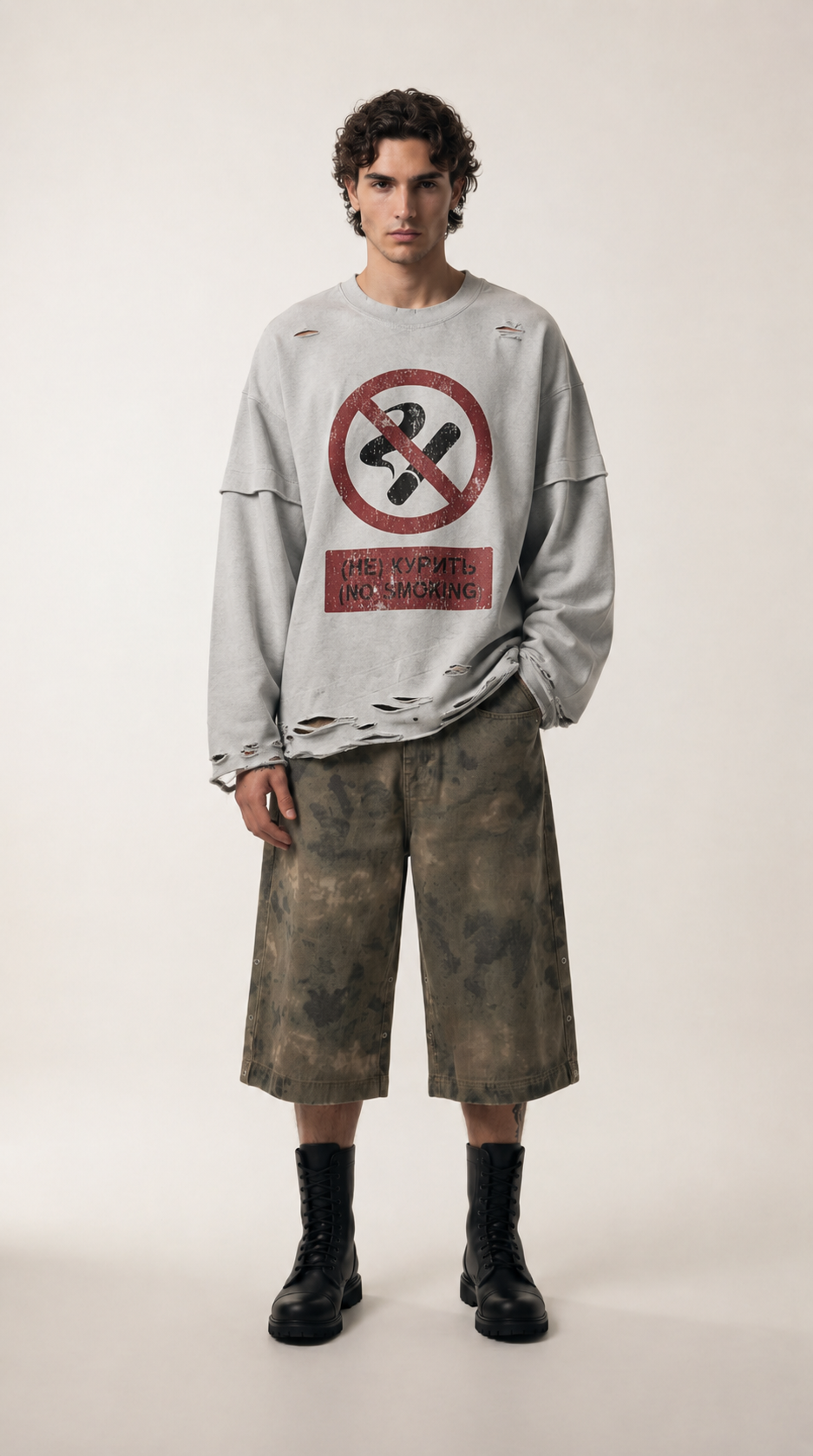 UNSEEN-Studios Distressed Smoke Layered Longsleeve