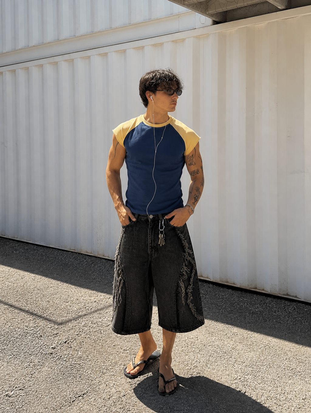 UNSEEN-Studios Frayed Wave Denim Jorts