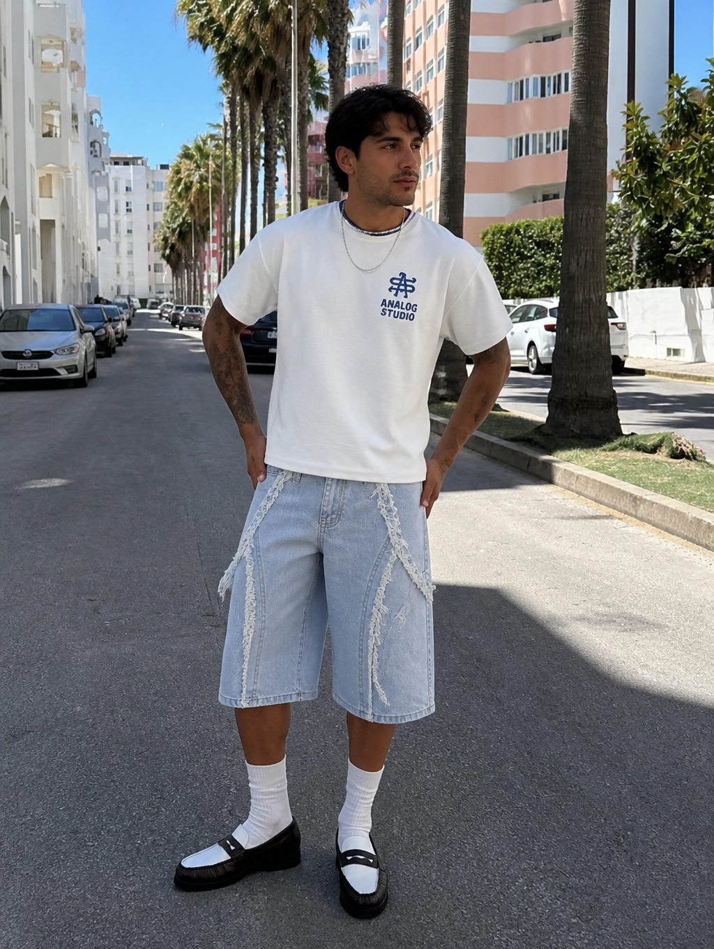 UNSEEN-Studios Frayed Wave Denim Jorts