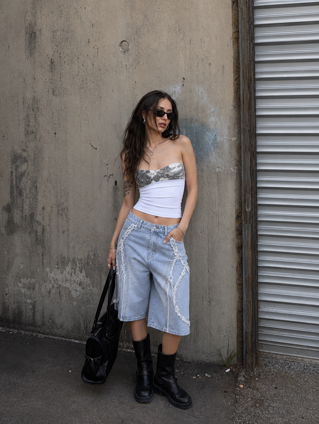 UNSEEN-Studios Frayed Wave Denim Jorts